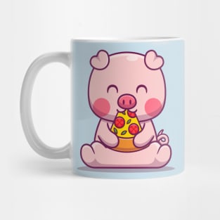 Cute Pig Eating Pizza Mug